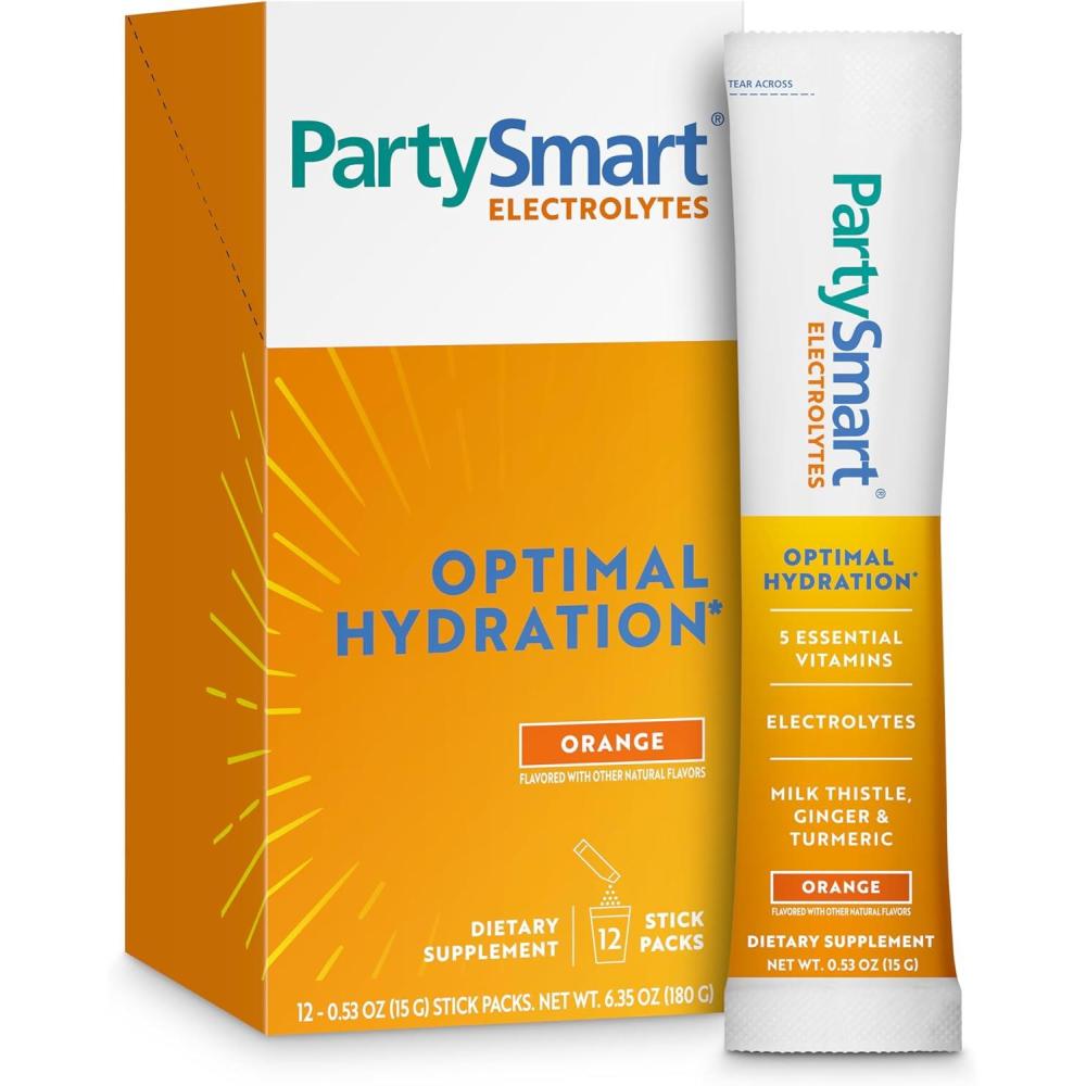 image:imageHimalaya PartySmart Orange Electrolytes Powder Packets 12 Count Supports Hydration Rehydrate with Sodium amp Potassium Vitamin C amp More Antioxidant Recovery Blend Milk Thistle Ginger amp Turmeric