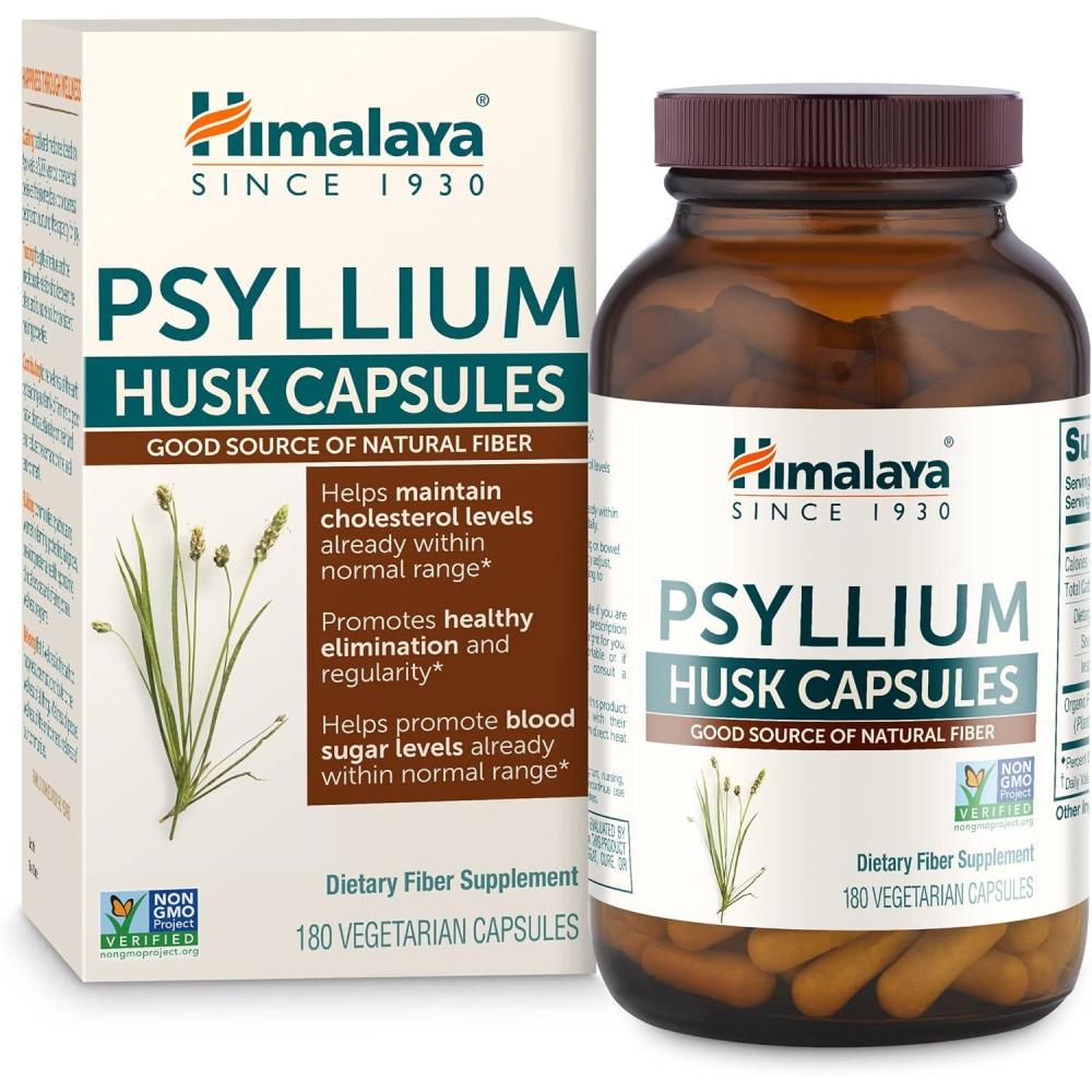 image:imageHimalaya Psyllium Husk Capsules  Daily Fiber Supplement for Supporting Digestive Health and Regularity  Vegan NonGMO Sugar Free Gluten Free 180 Capsules
