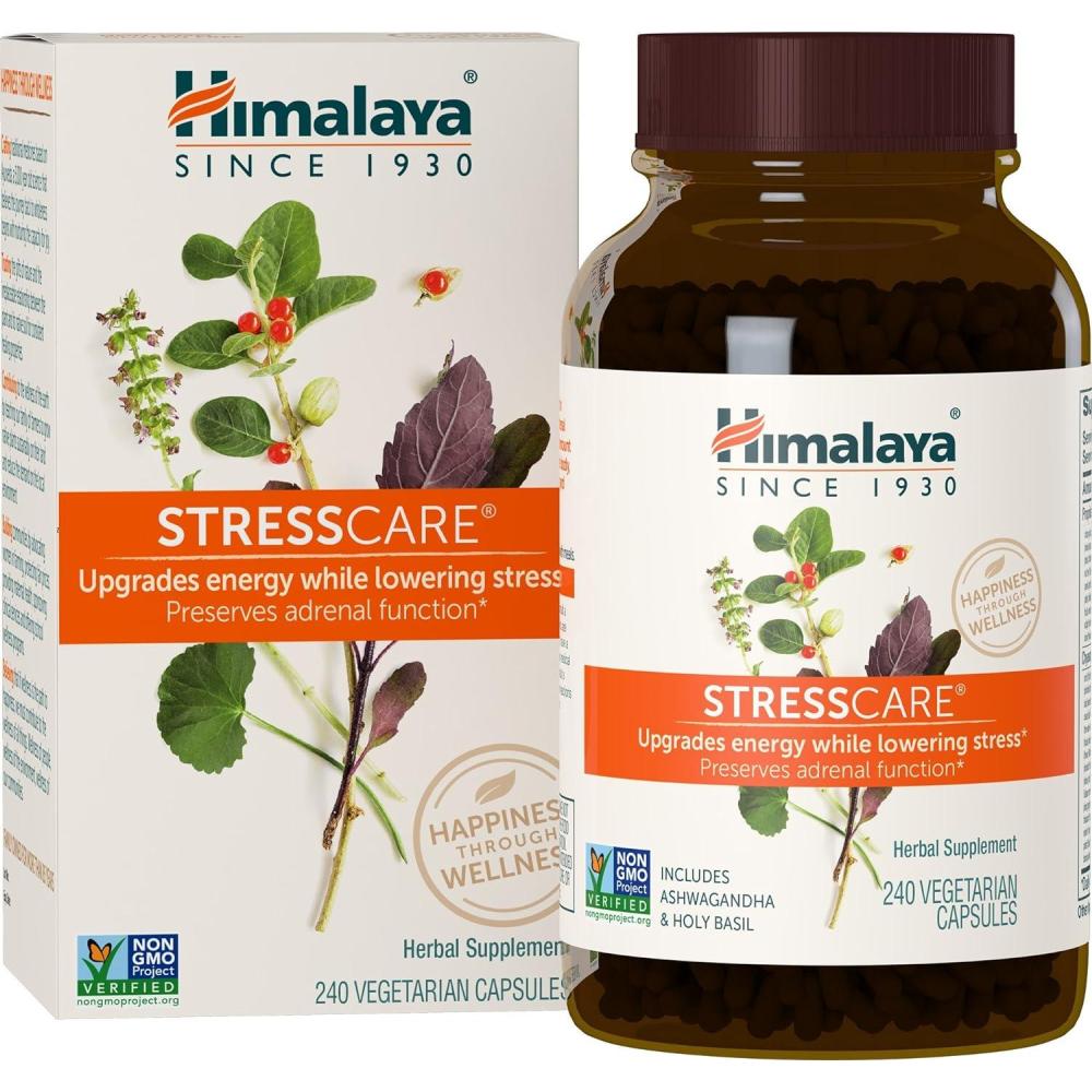 image:imageHimalaya StressCare Herbal Supplement Supports Stress Relief Energy Support Relaxation Occasional Sleeplessness Ashwagandha Holy BasilTulsi Gotu Kola NonGMO Vegetarian 240 Capsules240 Count Pack of 1