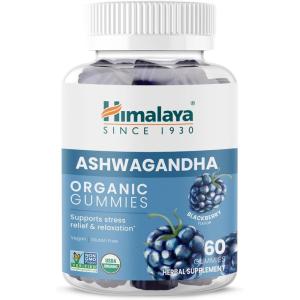 Himalaya Ashwagandha Organic Gummies, KSM-66 Organic Ashwagandha to Help with Stress Relief, Energy and Relaxation, 60 Gummies with Delicious BlackBerry Flavor(Gummy)