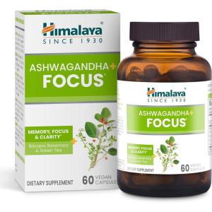 Himalaya Ashwagandha+ Relax, with GABA, Holy Basil & Chamomile for Reset, Relaxation & Stress Relief, Vegan, Gluten Free, 540 mg, 60 Vegetarian Capsules, 1 Month Supply(Ashwagandha+ Focus)