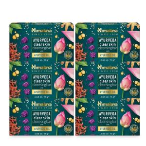 Himalaya Ayurveda Clear Skin Cleansing Bar, with Kanaka Taila, Licorice, Priyangu & Sacred Lotus for Nourishing and Brightening, Herbal-Infused Soap, 2.65 oz (75 g), 6 Pack(0.44 Ounce (Pack of 6))