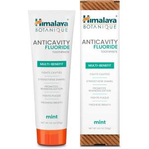 Himalaya Botanique Anticavity Fluoride Toothpaste, Fluoride with Multi-Benefit Support, Fights Cavities, Strengthens Enamel, Promotes Remineralization, Peppermint Flavor, 4 oz(Mint)