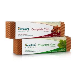 Himalaya Botanique Complete Care Toothpaste, Herbal, Peppermint Flavor, Fights Plaque, Freshens Breath, Fluoride Free, No Artificial Flavors, SLS Free, Cruelty Free, Foaming, 5.29 Oz, 4 Pack…(Peppermint + Cinnamon)