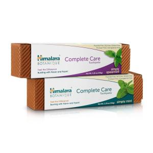 Himalaya Botanique Complete Care Toothpaste, Herbal, Peppermint Flavor, Fights Plaque, Freshens Breath, Fluoride Free, No Artificial Flavors, SLS Free, Cruelty Free, Foaming, 5.29 Oz, 4 Pack…(Mint + Spearment)