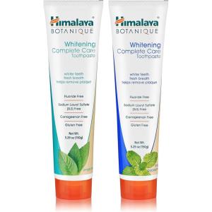 Himalaya Botanique Complete Care Whitening Toothpaste, Simply Peppermint, Fluoride Free for a Clean Mouth, Whiter Teeth and Fresh Breath, 5.29 oz, 4 Pack(Variety)