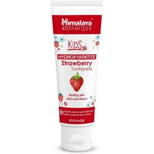 Himalaya Botanique Kids Hydroxyapatite Toothpaste, Strawberry Flavor – Nano Hydroxyapatite to Support Remineralization and Restore Enamel, Fluoride-Free, Vegan, Gluten Free, 4 oz(Strawberry)