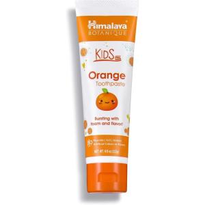 Himalaya Botanique Kids Toothpaste, Cool Mint, Fluoride-Free, Gentle, No Artificial Colors, SLS Free, Gluten Free, Cruelty Free, Vegan, Foaming, 4 Oz, 1 Pack…(Orange)