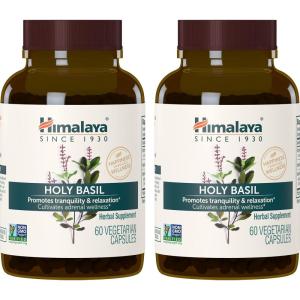 Himalaya Holy Basil – Herbal Adrenal Support for Stress Relief, Relaxation, Energy Support and Occasional Sleeplessness – Vegan, Non-GMO, Gluten Free, 720 mg, 60 Capsules(60 Count (Pack of 2))