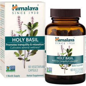 Himalaya Holy Basil – Herbal Adrenal Support for Stress Relief, Relaxation, Energy Support and Occasional Sleeplessness – Vegan, Non-GMO, Gluten Free, 720 mg, 60 Capsules(60 Count (Pack of 1))