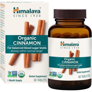 Himalaya Organic Cinnamon, 30 Day Supply – Herbal Glucose Metabolism Support – USDA Organic, Non-GMO, Vegan, Gluten Free, 1100 mg, 60 Tablets