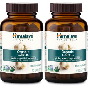 Himalaya Organic Garlic – Herbal Supplement for Lipid Metabolism and Immune Support – Vegan, Non-GMO, Gluten Free, 1400 mg, 60 Caplets(60 Count (Pack of 2))