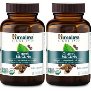 Himalaya Organic Mucuna Pruriens, 60 Day Supply – Herbal Supplement for Calming Relaxation from Tension and Promoting Brain Function – Vegan, Non-GMO, Gluten Free, 600 mg, 60 Caplets(60 Count (Pack of 2))