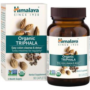 Himalaya Organic Triphala, 90 Day Supply – Digestive Health Supplement for Colon Cleanse & Occasional Bloating and Constipation Relief – USDA Organic, Vegan, Non-GMO, Gluten Free, 688 mg, 90 Caplets(90 Count (Pack of 1))