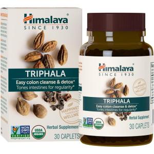 Himalaya Organic Triphala, 90 Day Supply – Digestive Health Supplement for Colon Cleanse & Occasional Bloating and Constipation Relief – USDA Organic, Vegan, Non-GMO, Gluten Free, 688 mg, 90 Caplets(30 Count (Pack of 1))