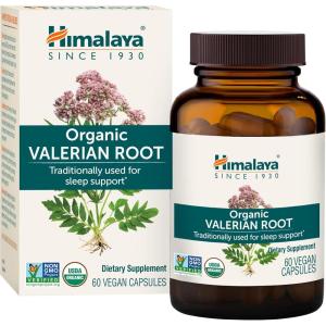 Himalaya Organic Valerian Root, Herbal Sleep Support for Calm Relaxation, USDA Organic, Non-GMO, Vegan, Gluten Free, 1,000 mg, 60 Capsules