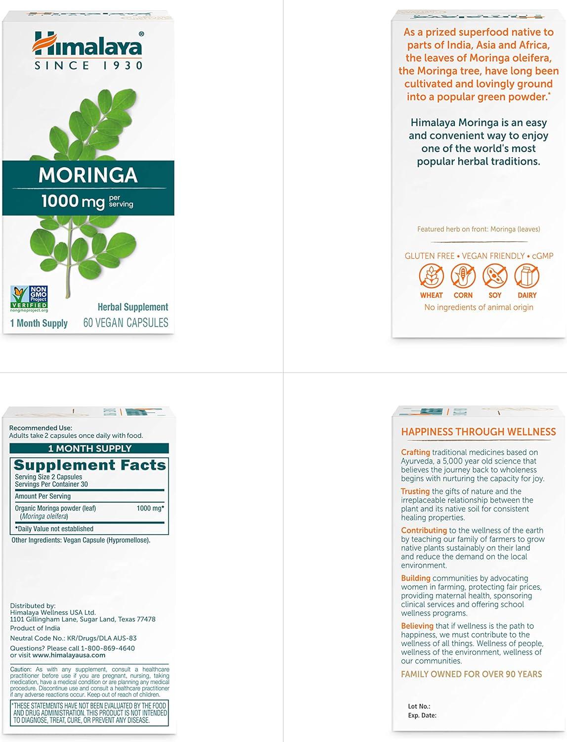 image:imageHimalaya Moringa Herbal Superfood Antioxidants Supplement Supporting Wellness Vitality and Oxidative Stress Vegan NonGMO Gluten Free 1000 mg 60 Capsules