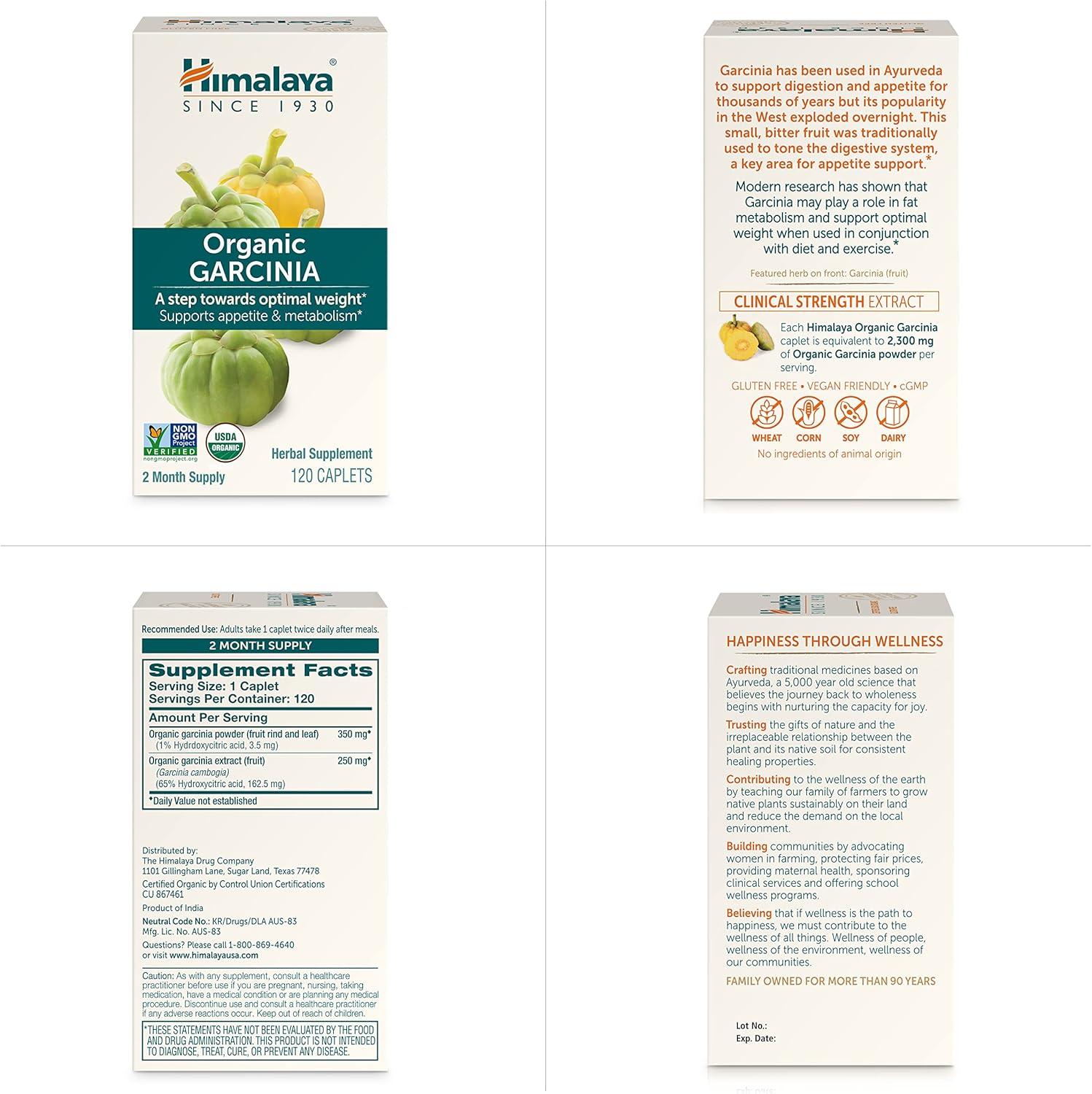 image:imageHimalaya Organic Garcinia Cambogia Herbal Supplement Appetite Support Lipid Metabolism Weight Support USDA Organic NonGMO Vegan 600 mg 120 PlantBased Caplets120 Count Pack of 1