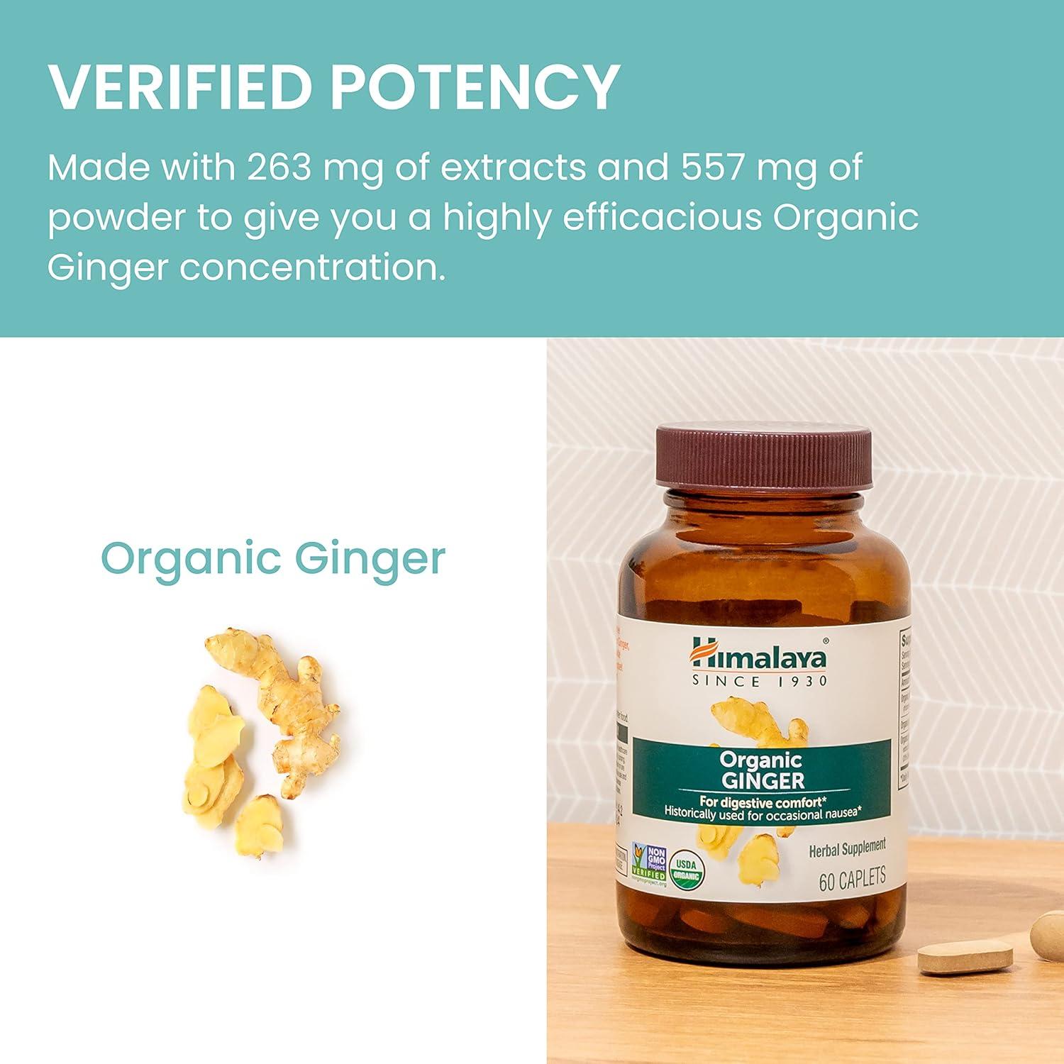 image:imageHimalaya Organic Ginger 60 Day Supply Digestive Health Supplement for Nausea Upset Stomach Relief and Occasional Bloating and Heartburn USDA Organic Vegan NonGMO Gluten Free 60 Caplets