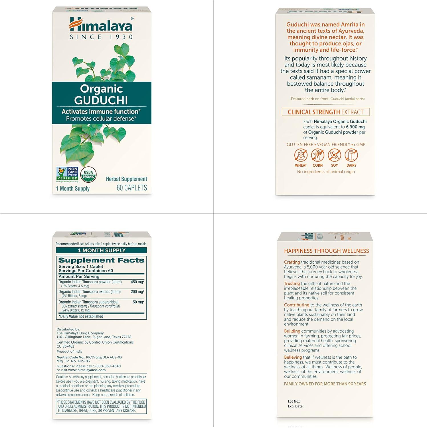 image:imageHimalaya Organic Guduchi Herbal Active Immune Support Supplement with Antioxidant Support for Cellular Defense Vegan NonGMO Gluten Free 700 mg 60 Caplets60 Count Pack of 2