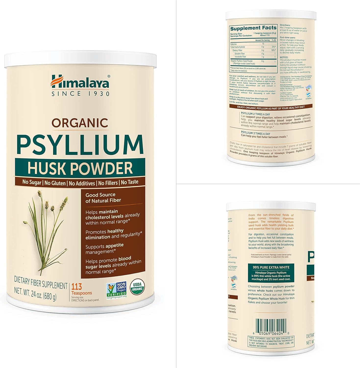 image:imageHimalaya Organic Psyllium Husk Powder for Daily Fiber and Cholesterol Support 24 oz 113 Teaspoons Supply