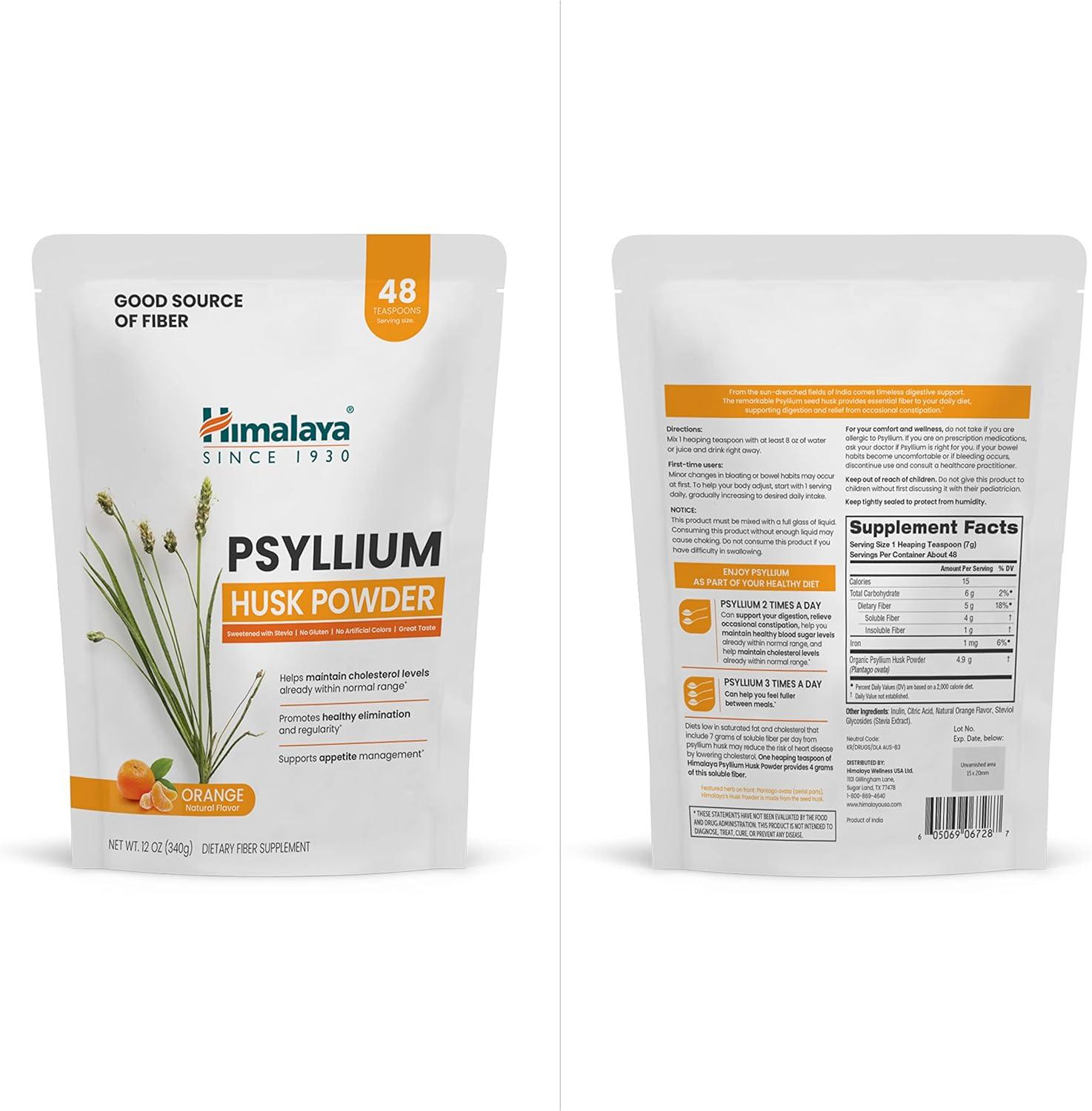 image:imageHimalaya Organic Psyllium Whole Husk Natural Daily Fiber Supplement Regularity Appetite Management USDA Certified Organic NonGMO 56Tablespoon Supply Unflavored 12 OzOrange Powder