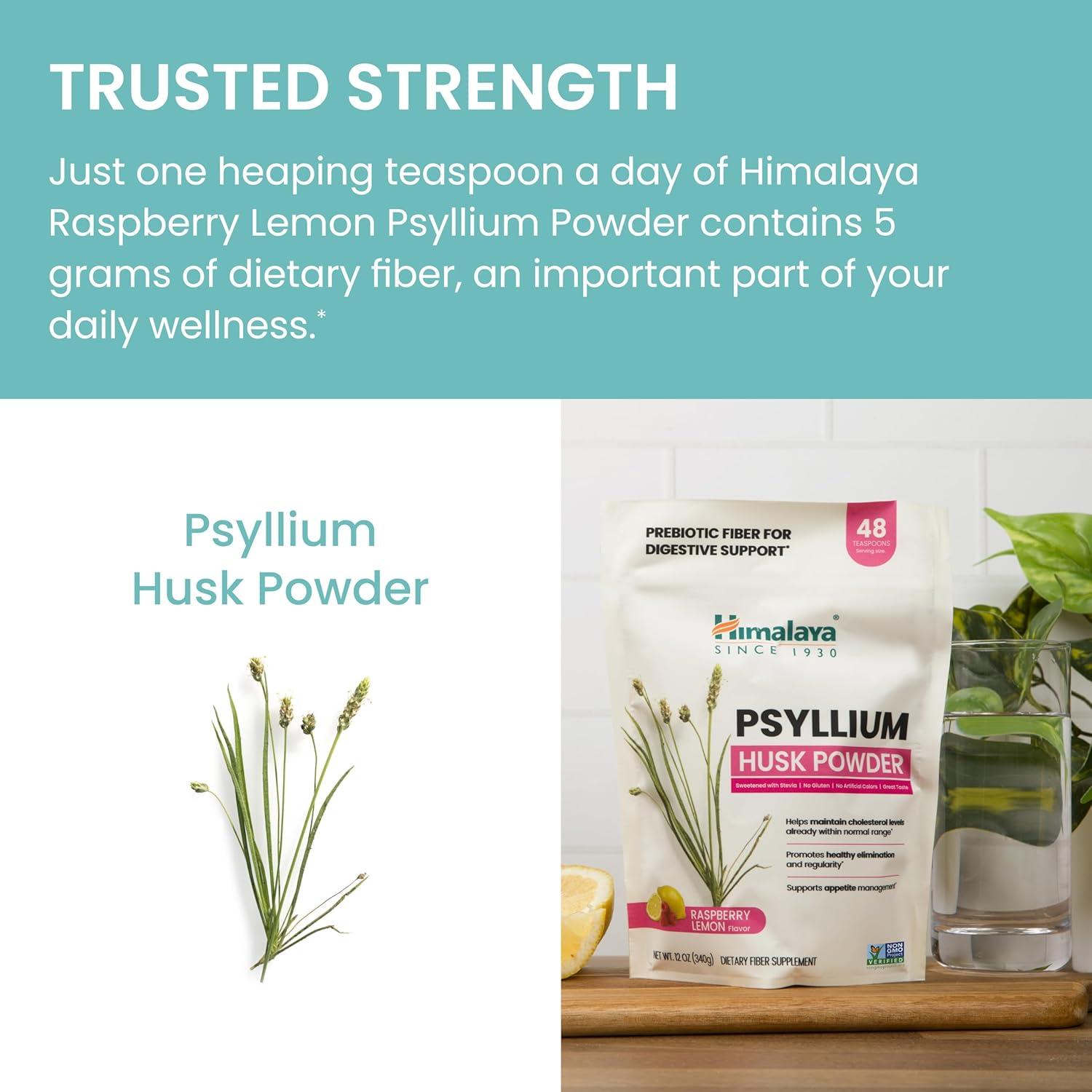 image:imageHimalaya Psyllium Husk Powder Orange 48 Servings Daily Fiber Supplement for Supporting Digestive Health and Regularity Vegan NonGMO Sugar Free Gluten Free 12 oz 340 gRaspberry Lemon Powder