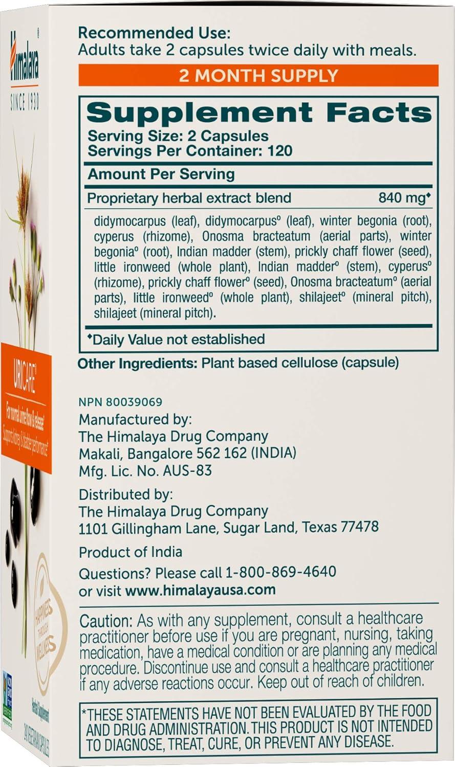 image:imageHimalaya UriCare Herbal Kidney amp Bladder Support with Shilajeet Didymocarpus amp Pasanabheda Promotes Urinary Tract Health amp Comfortable Urine Flow NonGMO GlutenFree Vegetarian 120 CapsulesNo flavor