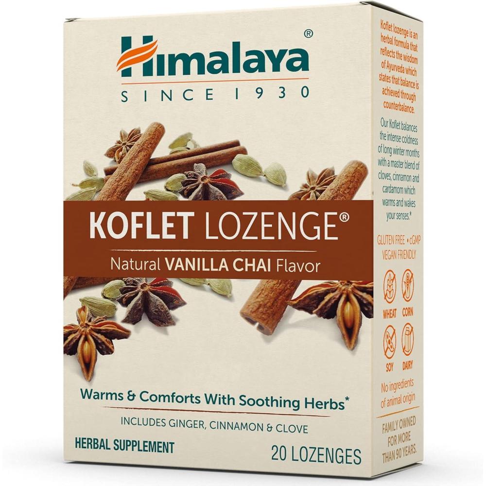 image:imageHimalaya Koflet Lozenges Original Menthol Flavor Natural Herbal Cough Drop for Warming Relief and Soothing Throat Comfort 130 mg 20 LozengesVanilla Chai