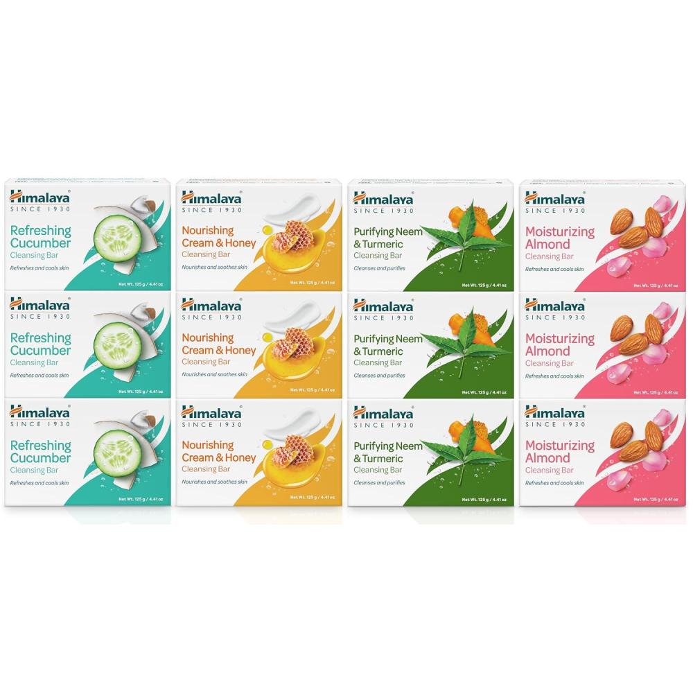 image:imageHimalaya Refreshing Cucumber Cleansing Bar Face and Body Soap for Soft Skin 441 oz 12 PackVariety Pack