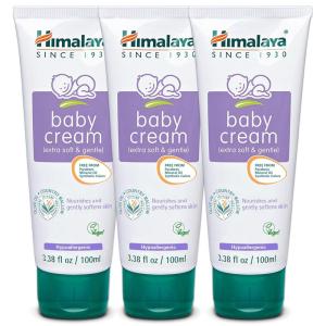 Himalaya Extra Soft & Gentle Baby Cream with Olive Oil and Country Mallow, Free From Parabens, Mineral Oil and Synthetic Colors, Dermatologist Tested, 3.38 oz (100 ml) 3 PACK