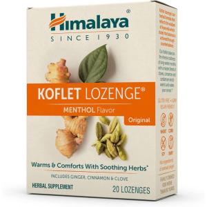 Himalaya Koflet Lozenges, Original Menthol Flavor, Natural Herbal Cough Drop for Warming Relief and Soothing Throat Comfort, 130 mg, 20 Lozenges(Menthol)