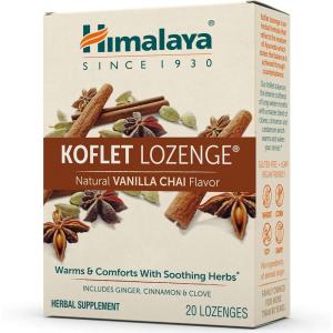 Himalaya Koflet Lozenges, Original Menthol Flavor, Natural Herbal Cough Drop for Warming Relief and Soothing Throat Comfort, 130 mg, 20 Lozenges(Vanilla Chai)