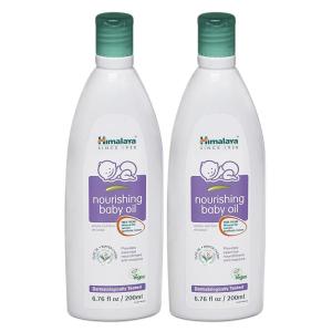 Himalaya Nourishing Baby Oil, Moisturizing with Olive Oil, Ashwagandha, Aloe Vera, Massage Oil, Dermatologically Tested, No Mineral Oil, Lanolin Free, Paraben Free, Vegan, 6.76 Fl Oz, 200 ml, 2 Pack