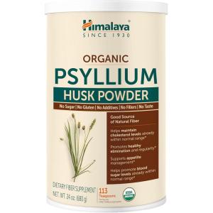 Himalaya Organic Psyllium Husk Powder for Daily Fiber and Cholesterol Support, 24 oz, 113 Teaspoons Supply