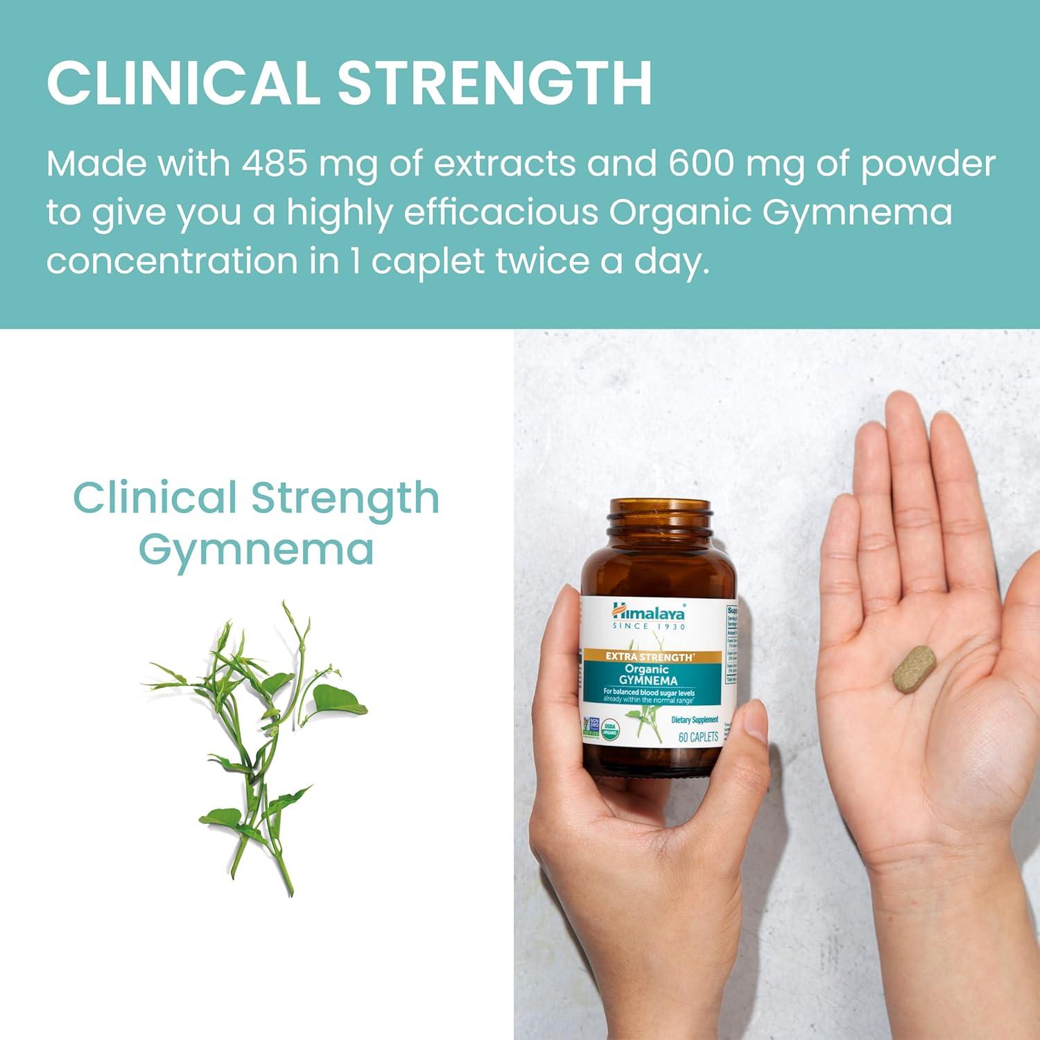 image:imageHimalaya Extra Strength Organic Gymnema Sylvestre 30 Day Supply Herbal Metabolism Support USDA Organic Additive Free NonGMO Vegan Gluten Free 1085 mg 60 Caplets