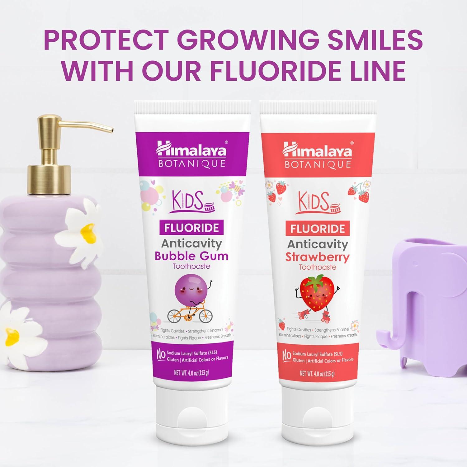 image:imageHimalaya Botanique Kids Fluoride Anticavity Toothpaste Bubble Gum Flavor Fluoride Toothpaste Helps Prevents Cavities Vegan SLS Free No Artificial Colors or Flavors Gluten Free 4 oz 113 g