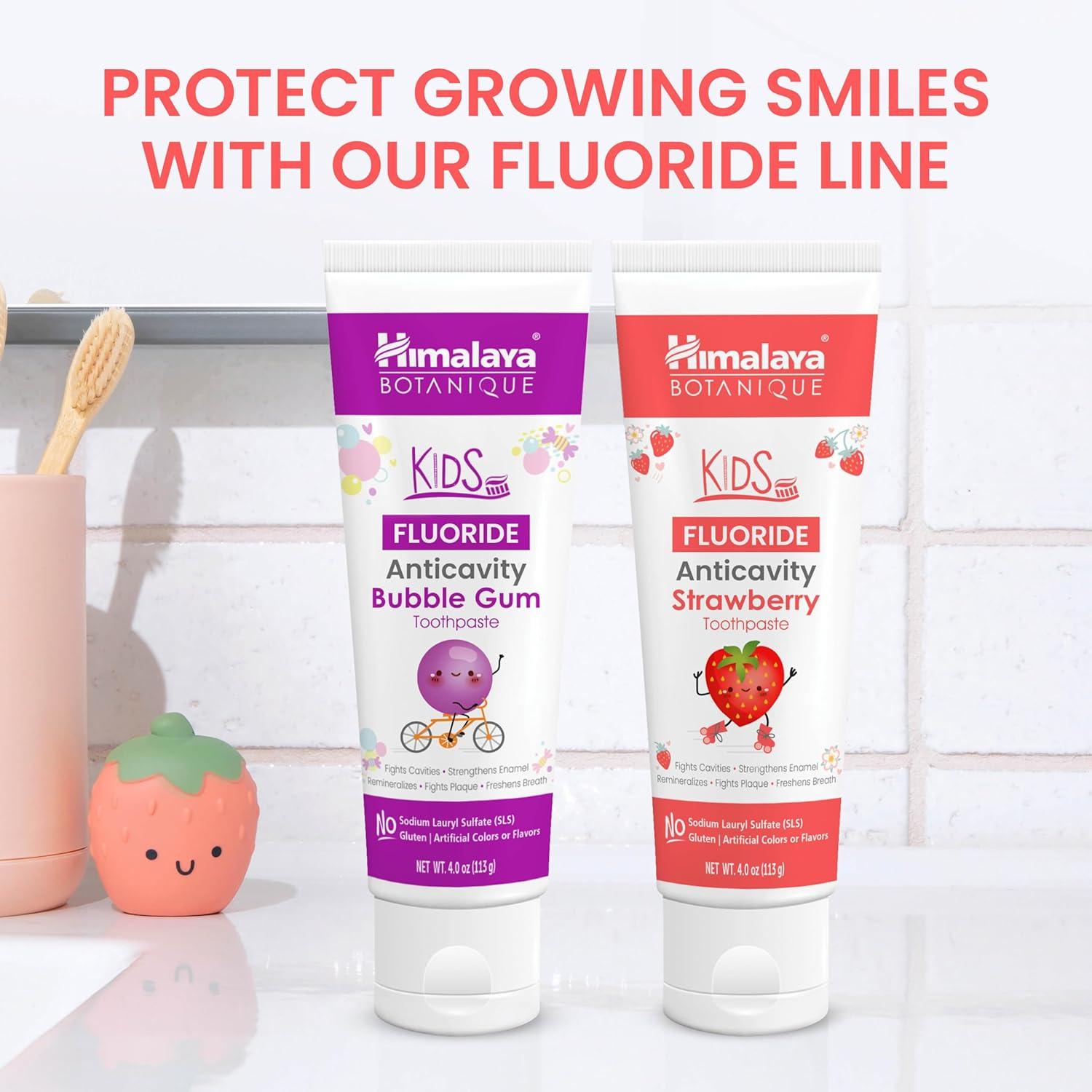 image:imageHimalaya Botanique Kids Fluoride Anticavity Toothpaste Strawberry Flavor Fluoride Toothpaste Helps Prevent Cavities Vegan SLS Free No Artificial Colors or Flavors Gluten Free 4 oz 113 g