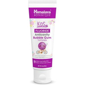 Himalaya Botanique Kids Fluoride Anticavity Toothpaste, Bubble Gum Flavor, Fluoride Toothpaste, Helps Prevents Cavities, Vegan, SLS Free, No Artificial Colors or Flavors, Gluten Free, 4 oz (113 g)