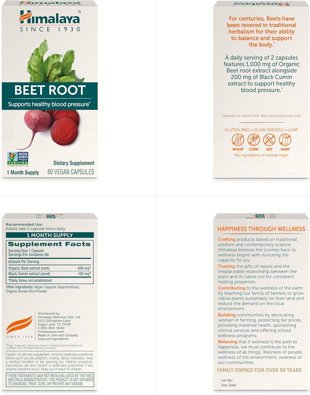 image:imageHimalaya Beet Root Herbal Supplement for Healthy Blood Pressure Support Vegan Gluten Free 500mg Beet Root amp 100 mg Black Cumin Extract 60 Capsules