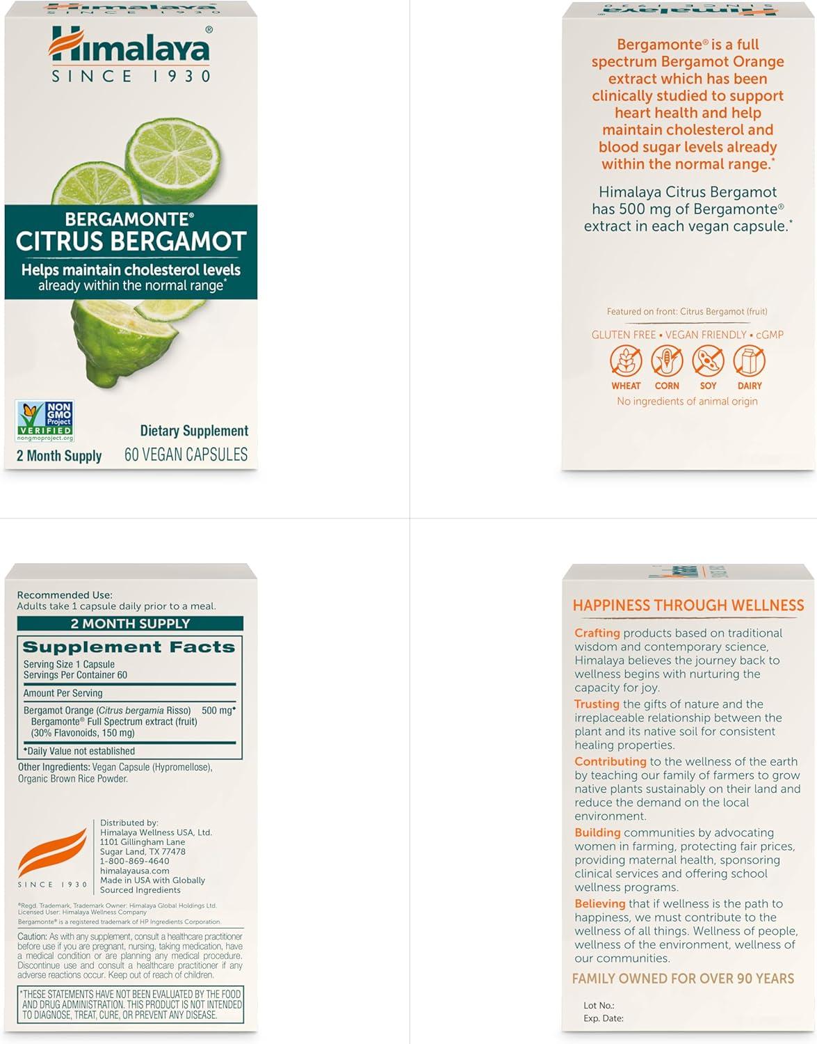 image:imageHimalaya Citrus Bergamot Herbal Supplement for Daily Wellness Vegan Gluten Free 500 mg Bergamonte Extract 60 Capsules