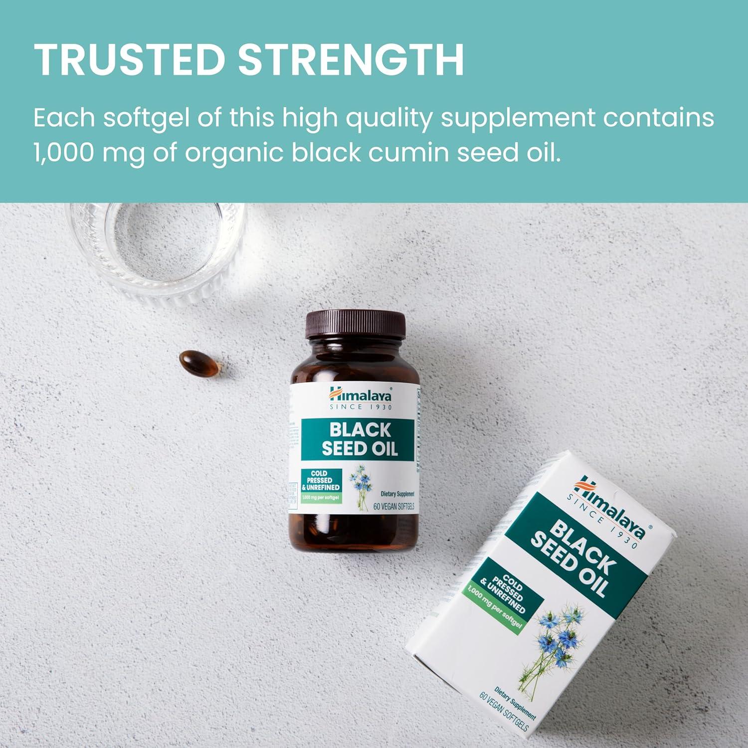 image:imageHimalaya Black Seed Oil Softgels ColdPressed amp Unrefined Black Seed Oil for Wellness NonGMO Vegan GlutenFree No Additives 1000 mg Per Serving 60 Softgels