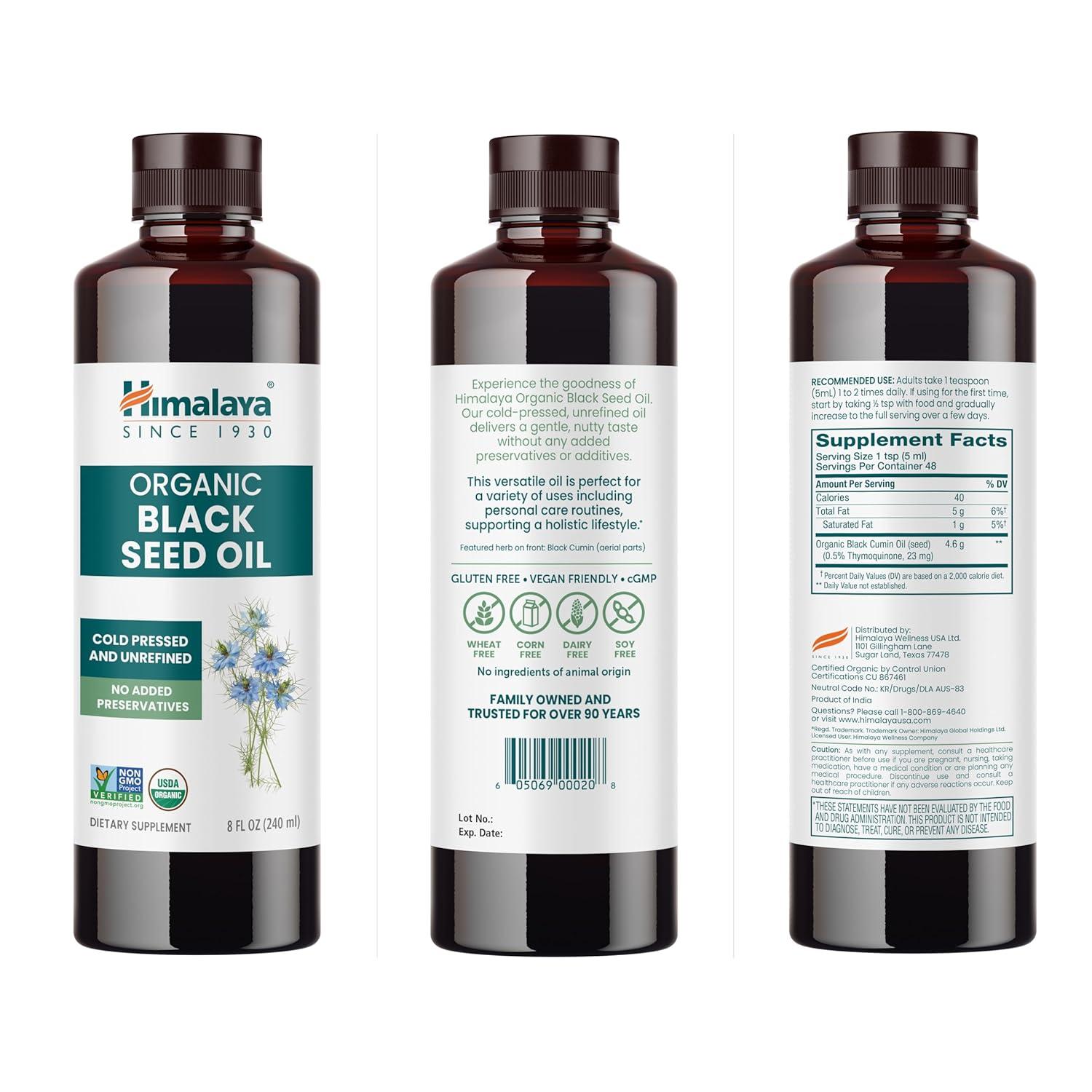 image:imageHimalaya Organic Black Seed Oil ColdPressed Unrefined 05 Thymoquinone 8 oz 23 mgtsp