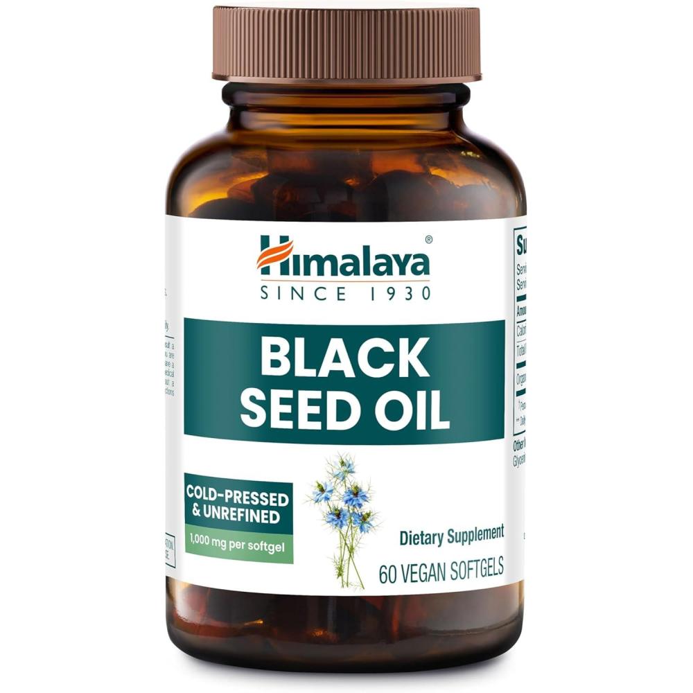 image:imageHimalaya Black Seed Oil Softgels ColdPressed amp Unrefined Black Seed Oil for Wellness NonGMO Vegan GlutenFree No Additives 1000 mg Per Serving 60 Softgels