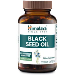 Himalaya Black Seed Oil Softgels, Cold-Pressed & Unrefined Black Seed Oil for Wellness, Non-GMO, Vegan, Gluten-Free, No Additives, 1,000 mg Per Serving, 60 Softgels